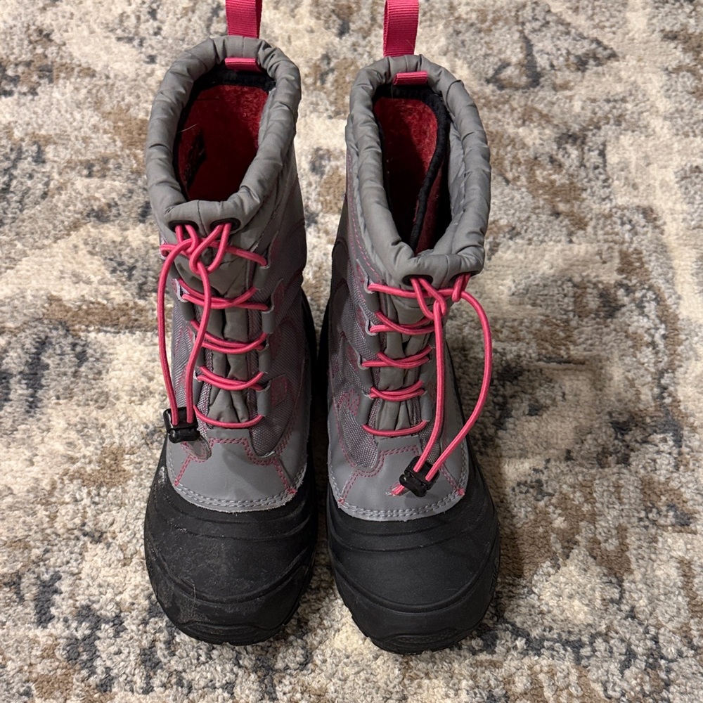 Gray and Pink Winter Northface Boots